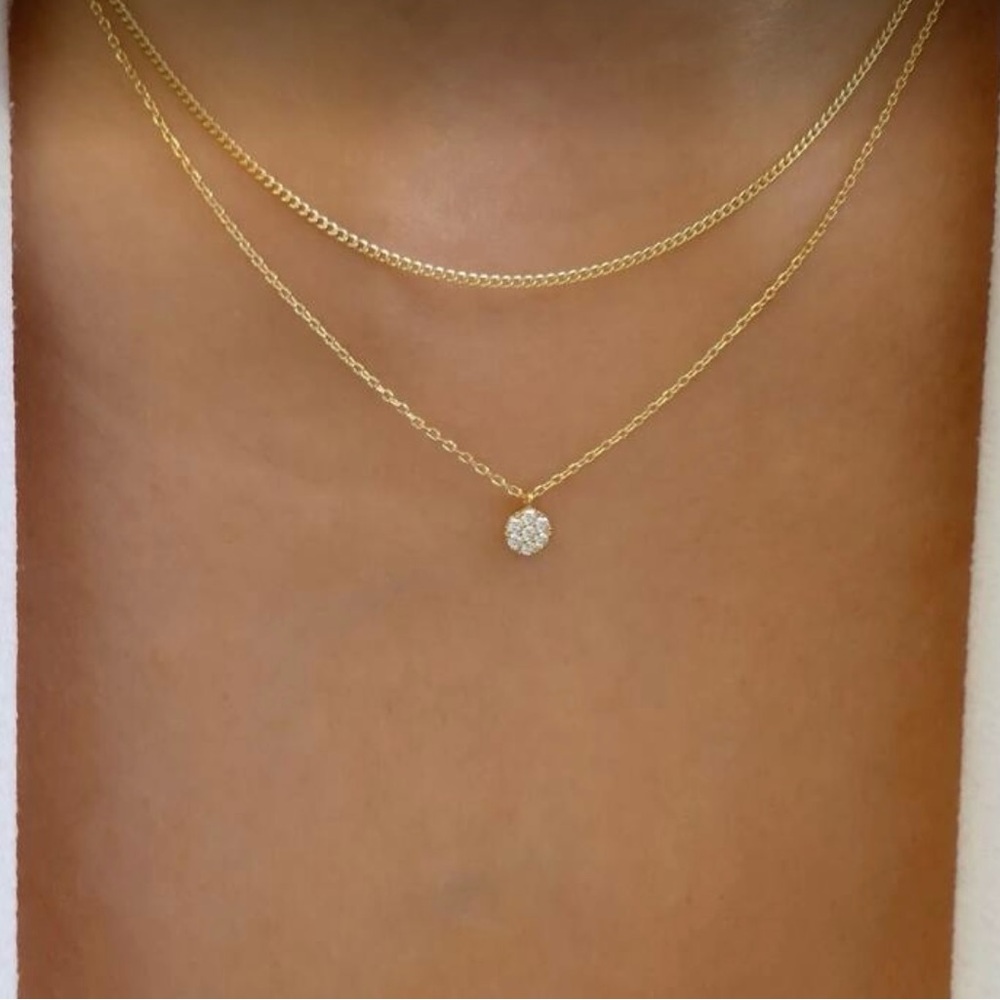 ⚠️Clearance Elegant 2pcs Gold Necklace with Diamond Pendant